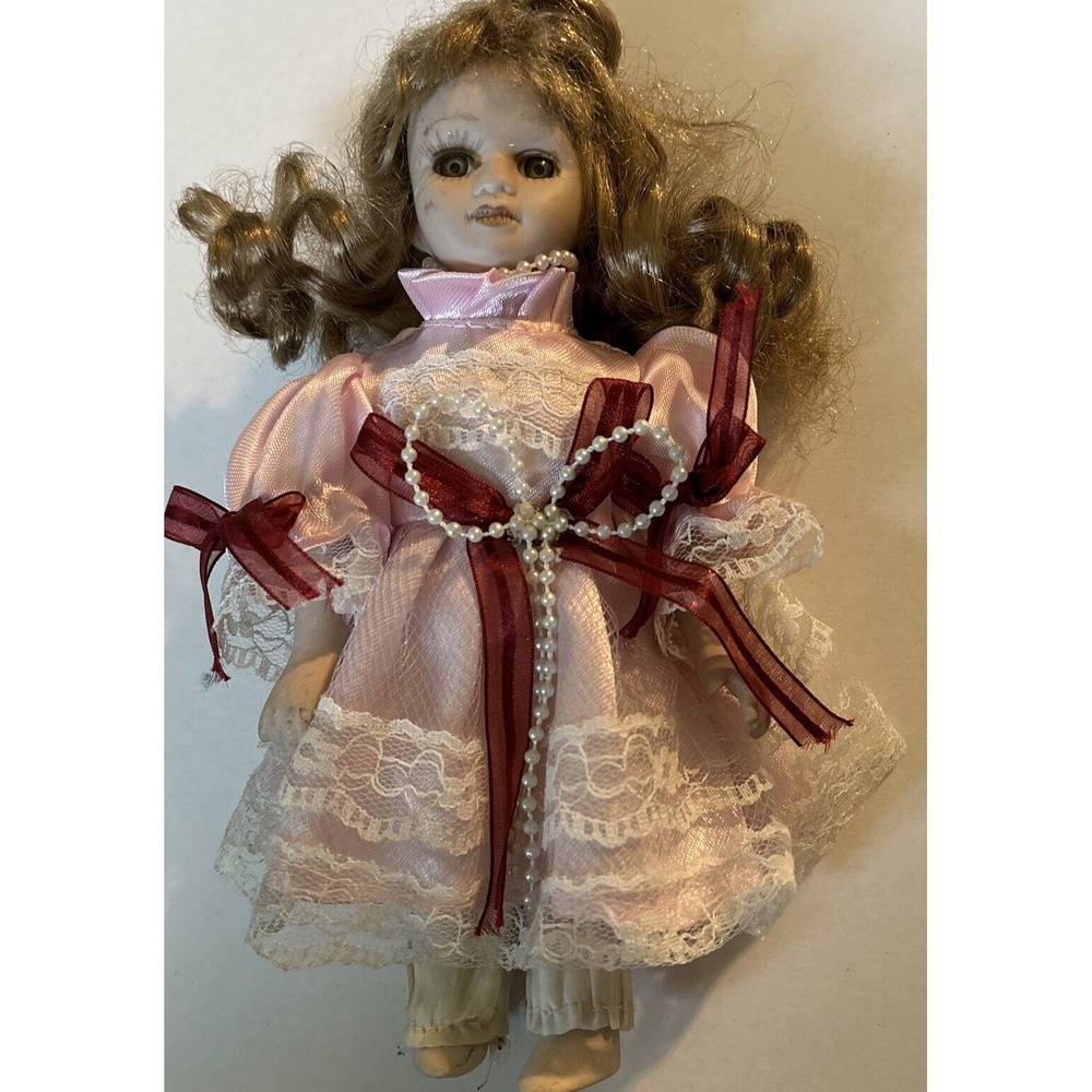 ~ OOAK ~ PORCELAIN VICTORIAN DOLL IN PINK SILK DRESS